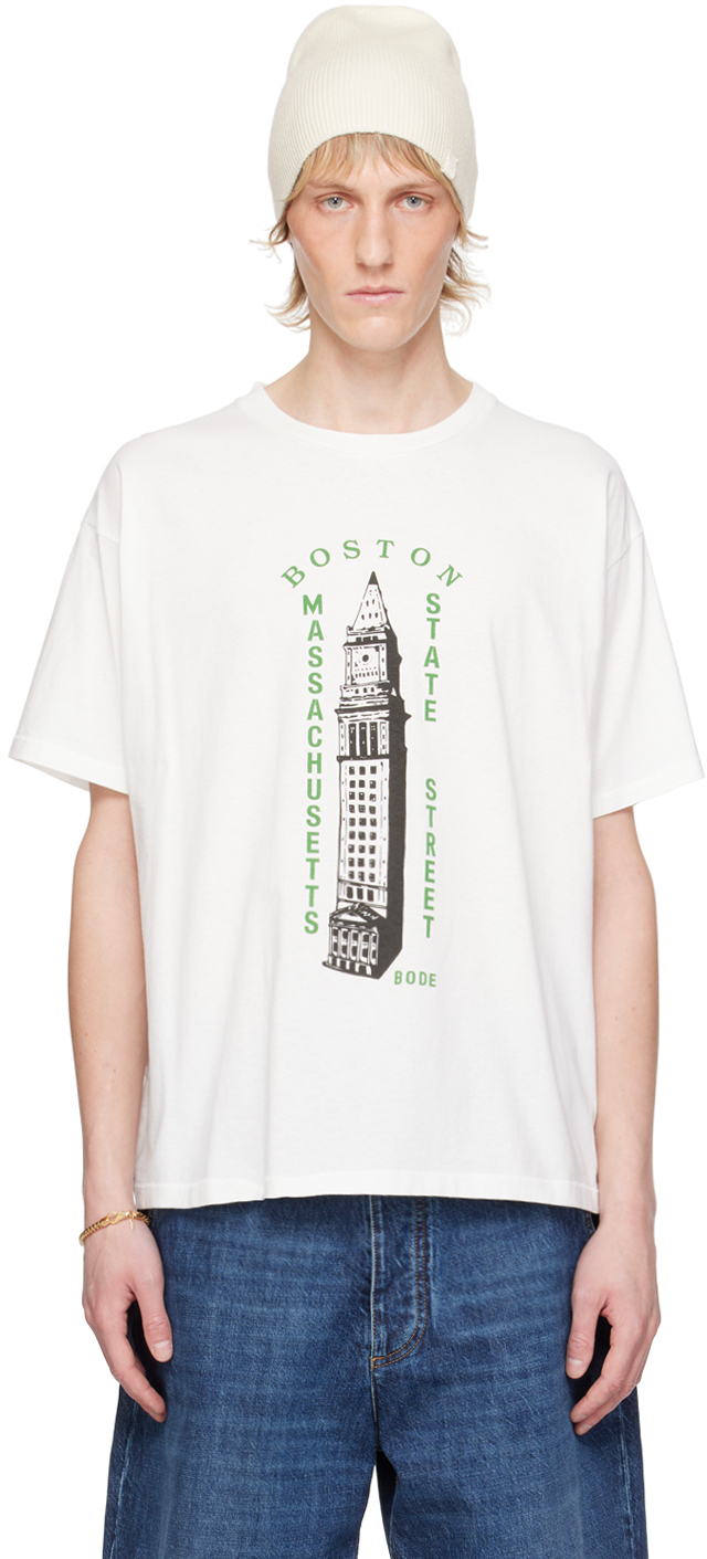 Shop Bode White Landmark T-shirt In Cream