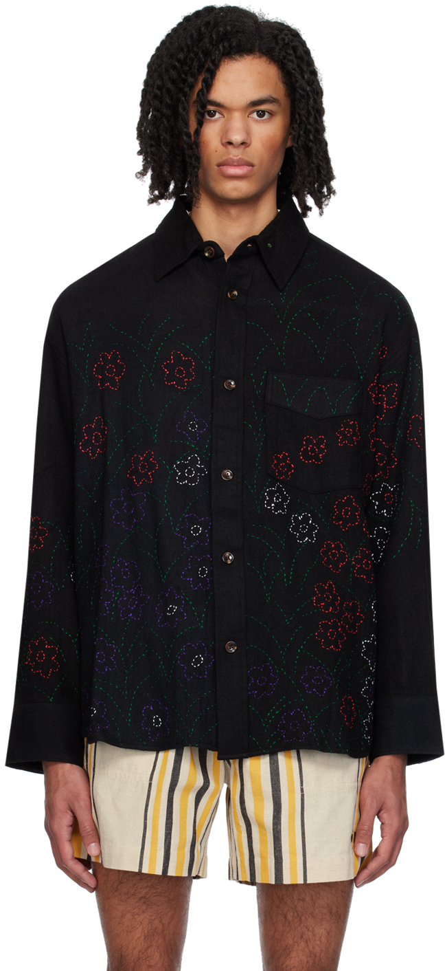 Shop Glass Cypress Black Embroidered Shirt