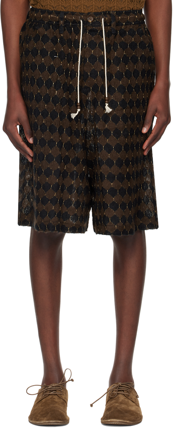 Shop Glass Cypress Black & Brown Drawstring Shorts