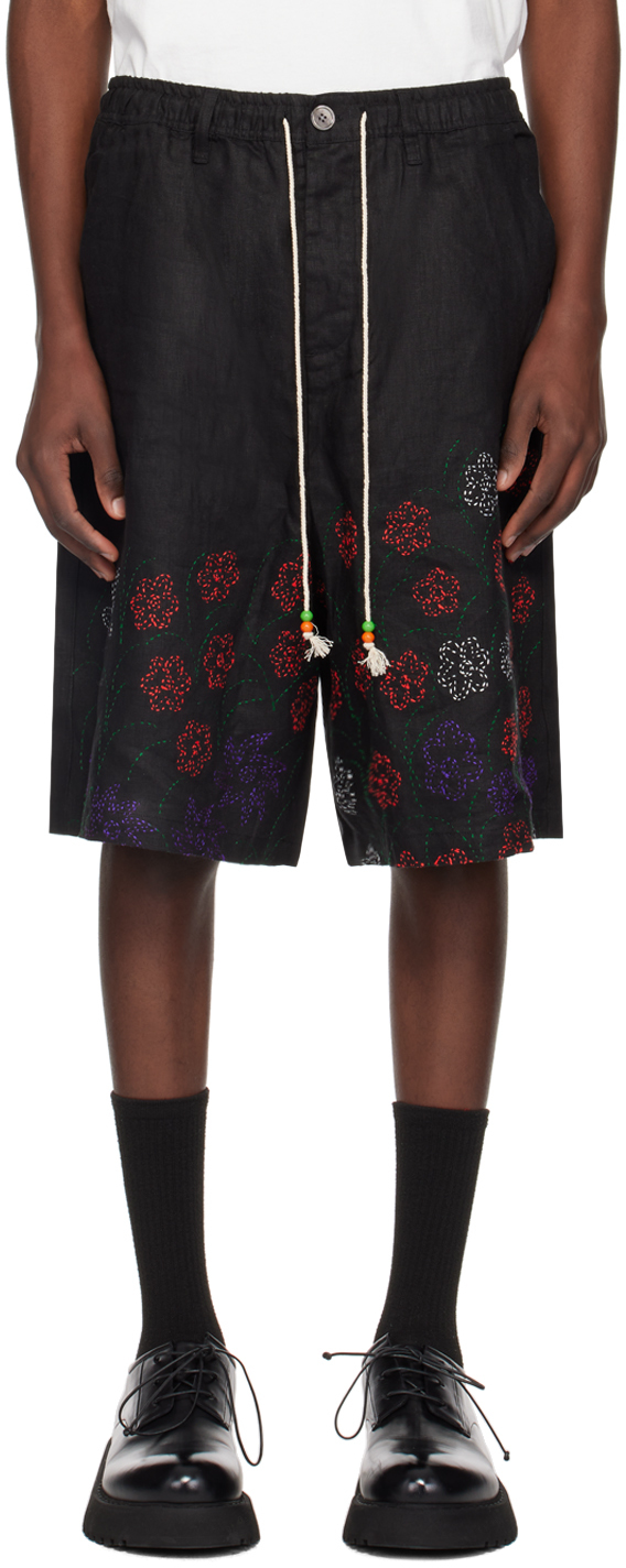 Shop Glass Cypress Black Embroidered Shorts