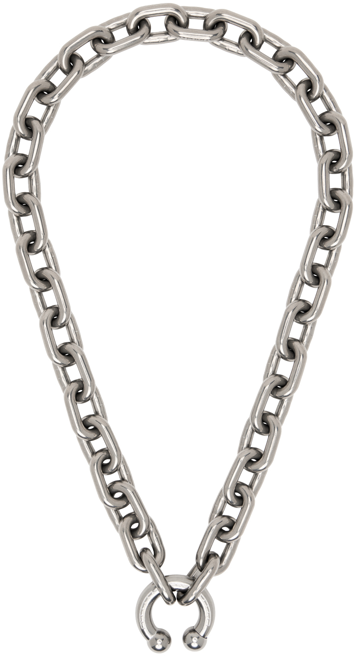 Random Identities Gunmetal Prince Albert Chain Necklace In Steel