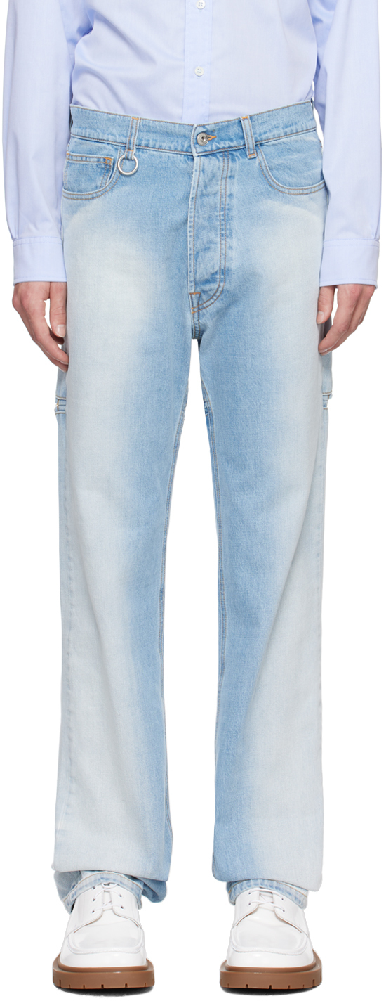 Random Identities Blue Cutout Jeans In Sunfade