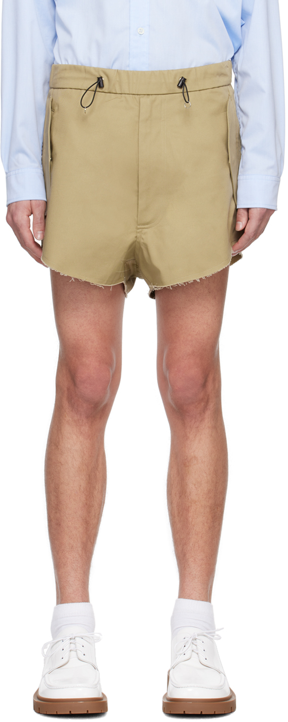 Shop Random Identities Beige Zip Shorts