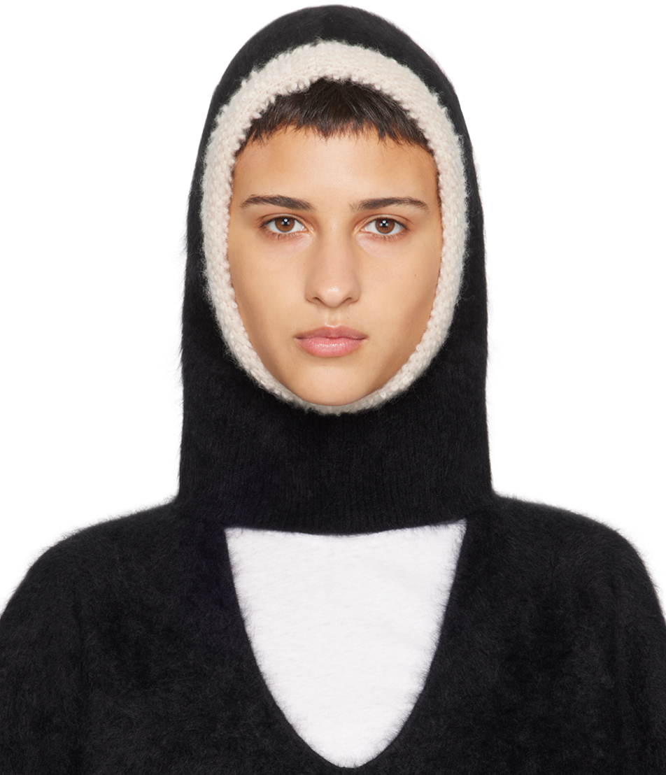 Guest In Residence Black Grizzly Balaclava In Black/oatmeal