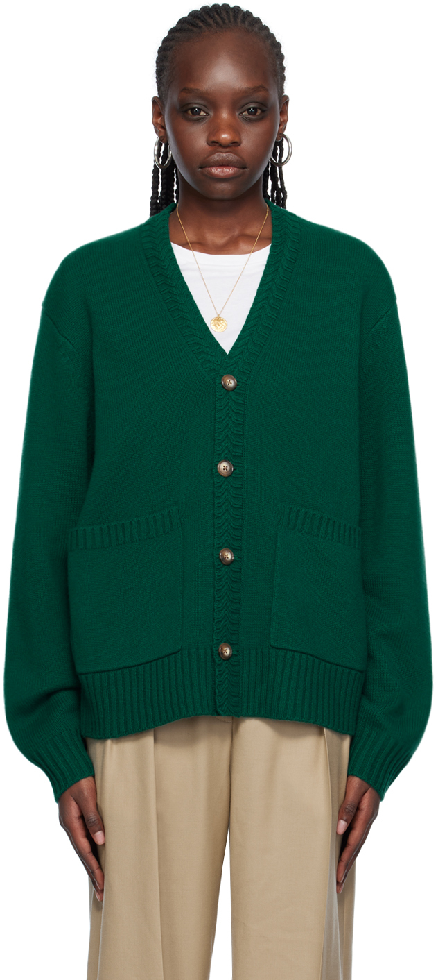 Shop Guest In Residence Green Y-neck Cardigan In Forest