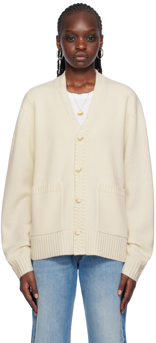 Guest In Residence Off-white Y-neck Cardigan In Cream