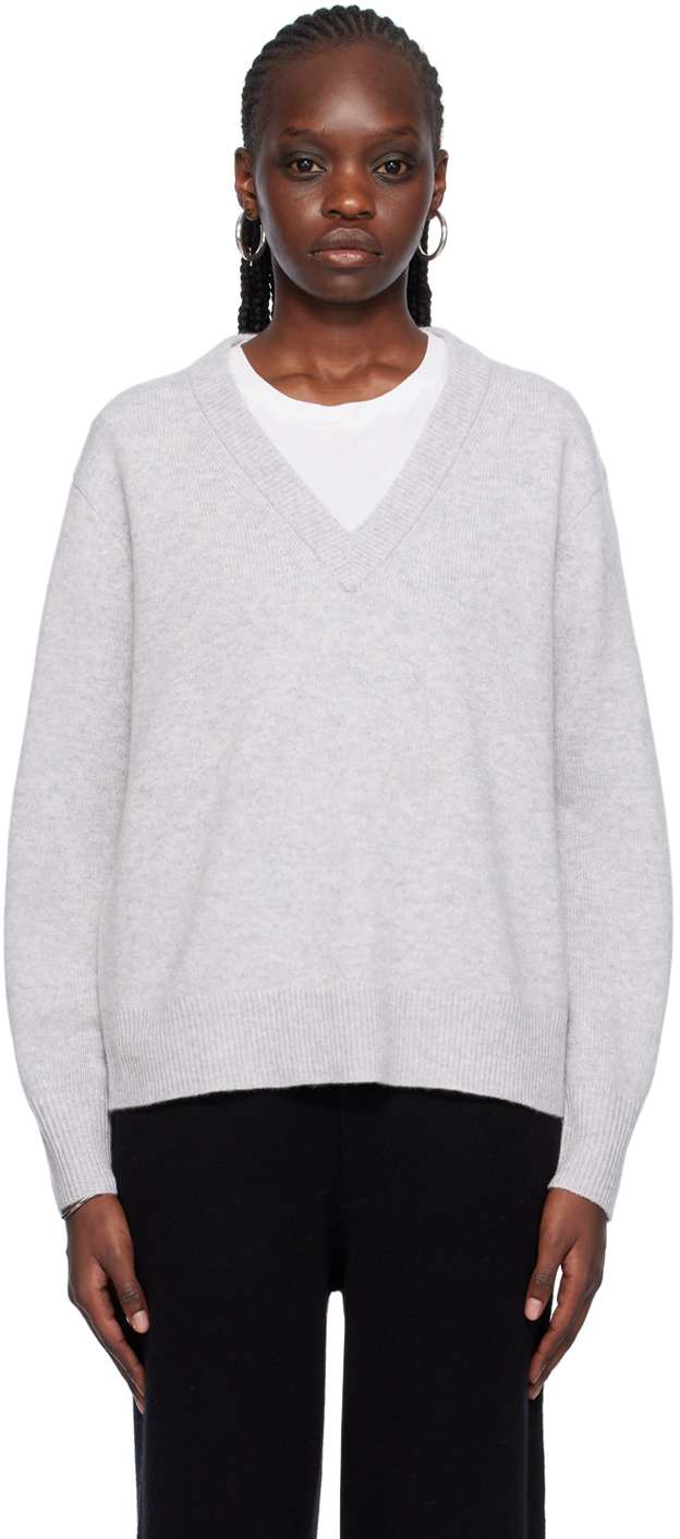 Shop Guest In Residence Gray 'the V' Sweater In Stone