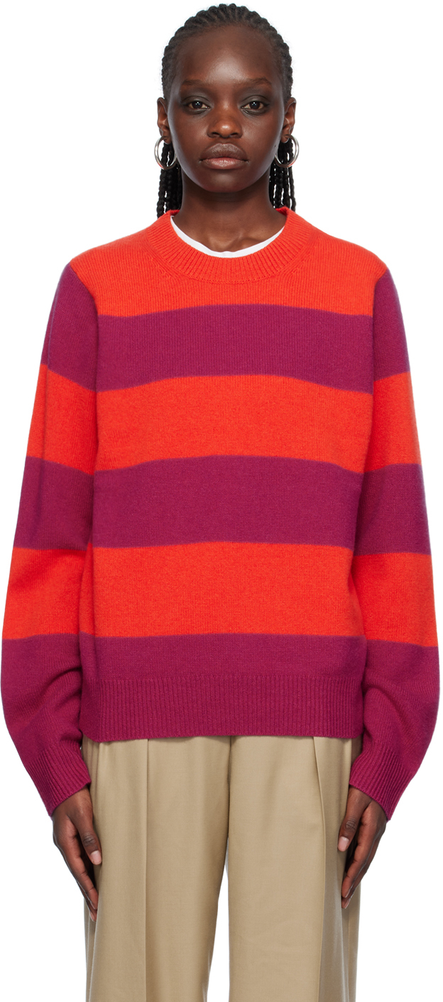 Shop Guest In Residence Red & Purple Stripe Sweater In Magenta/ Cherry