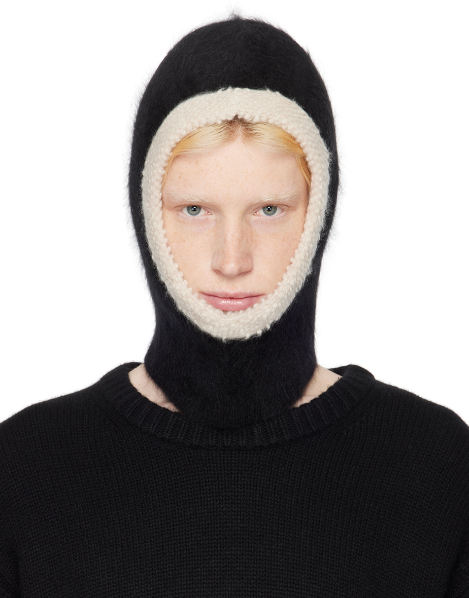 Guest In Residence Black Grizzly Balaclava In Black/oatmeal