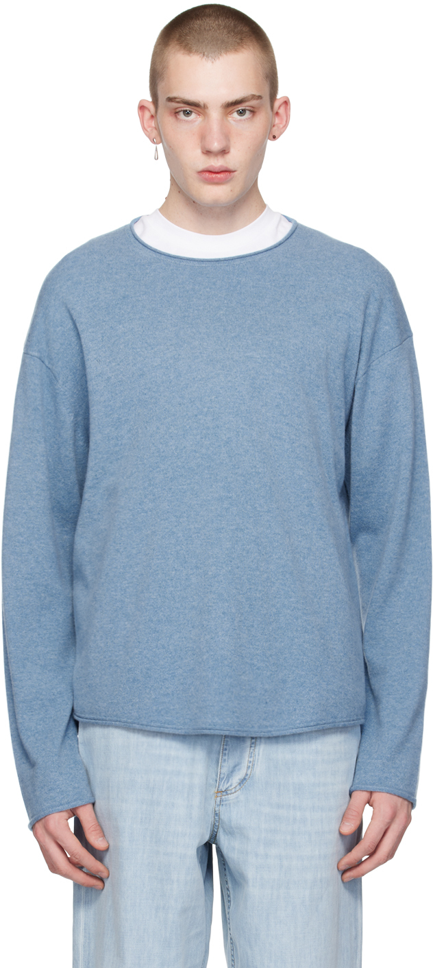 Shop Guest In Residence Blue Oversized Sweater In Denim Blue
