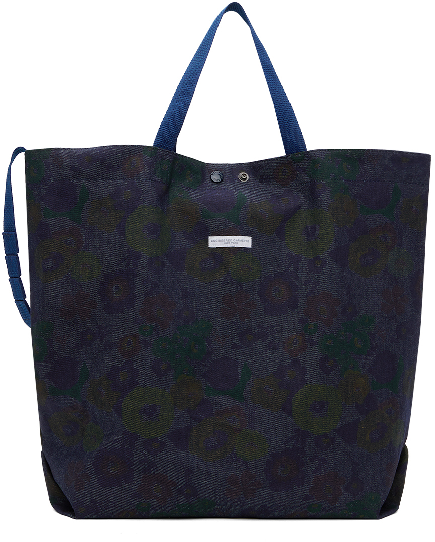 Engineered Garments Navy Carry All Tote In Nd045 Indigo Floral