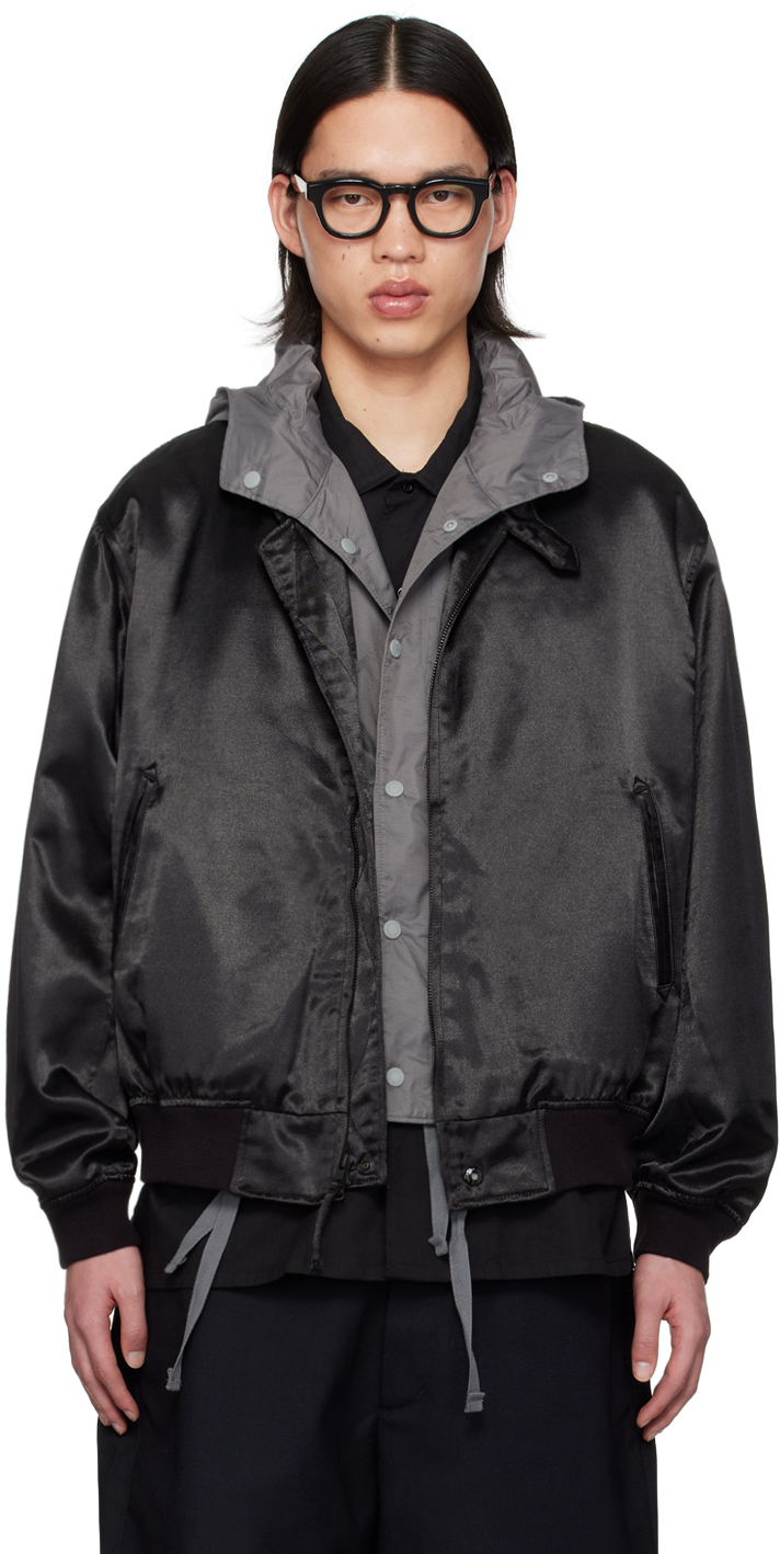 Engineered Garments Black Stand Collar Bomber Jacket In Sv079 A - Black Pc S