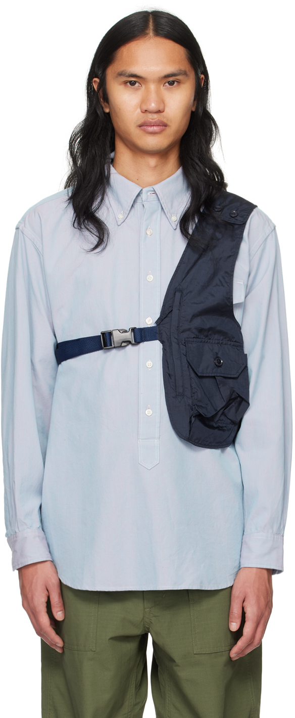 Engineered Garments Navy Shoulder Waistcoat In Dz028 B - Navy Nylon