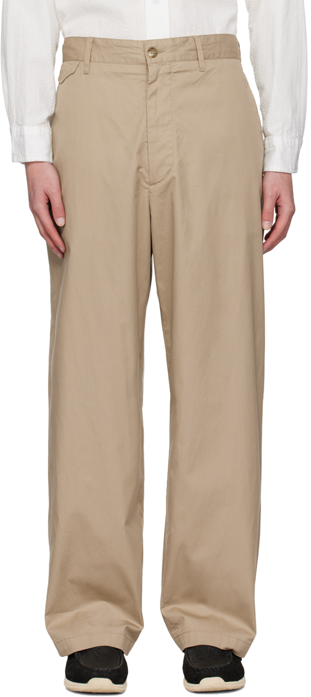 Engineered Garments Khaki Officer Trousers In Pb001 Khaki High Cou