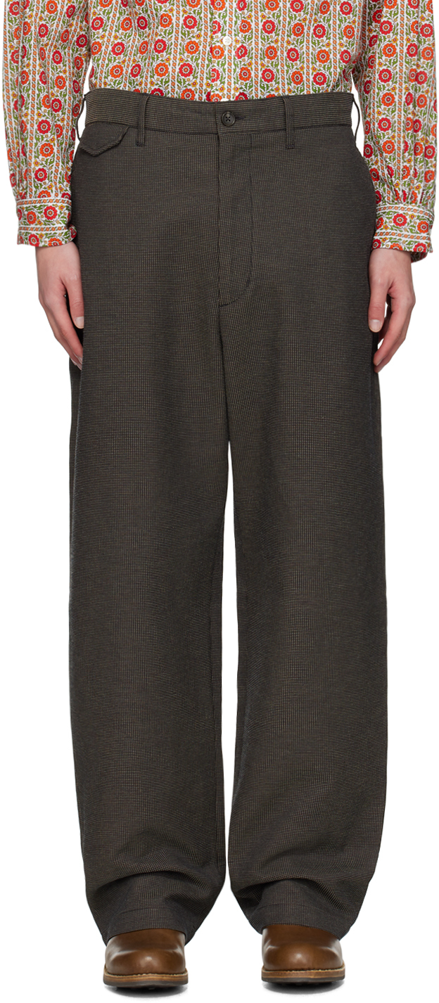Shop Engineered Garments Brown Officer Trousers In Co001 Dk.brown Cp Wa