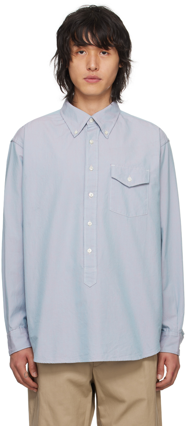 Engineered Garments Blue Iridescent Shirt In Wf087 A - Blue Cotto