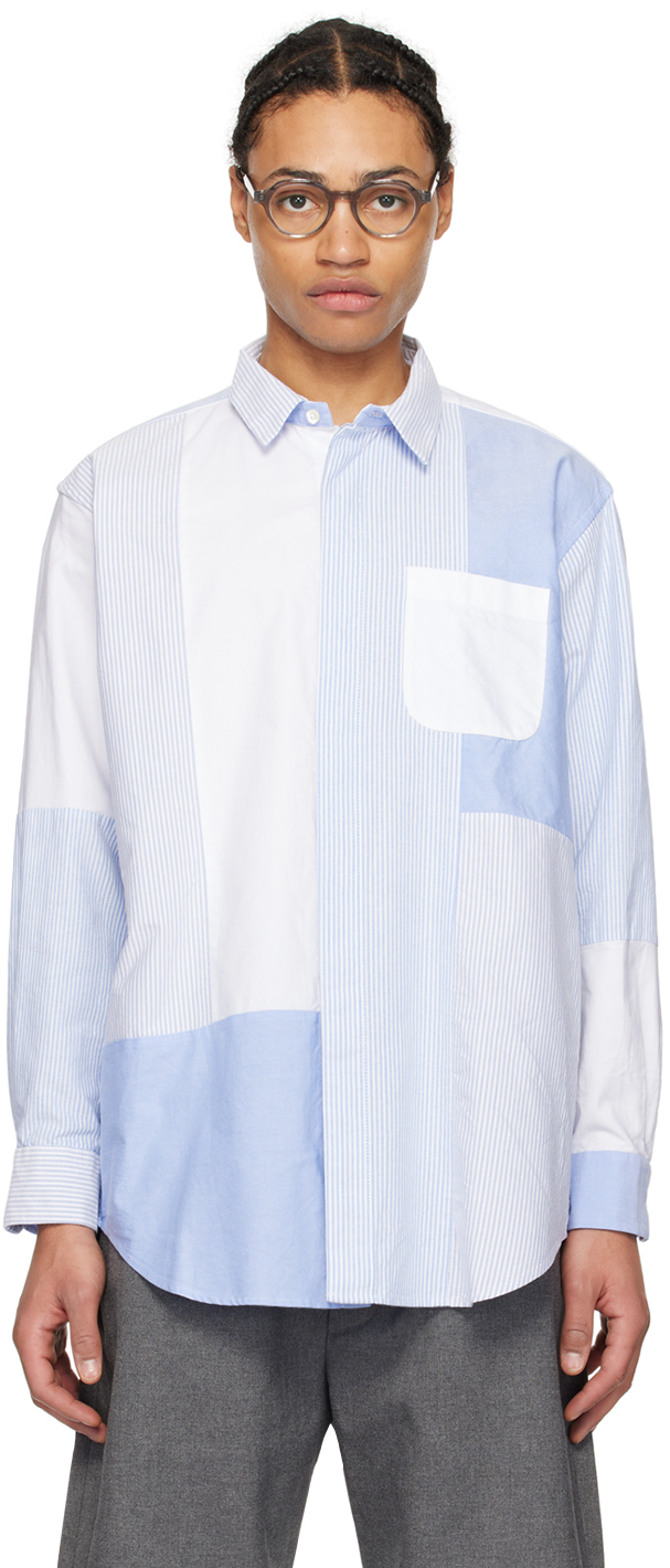 White & Blue Patchwork Shirt