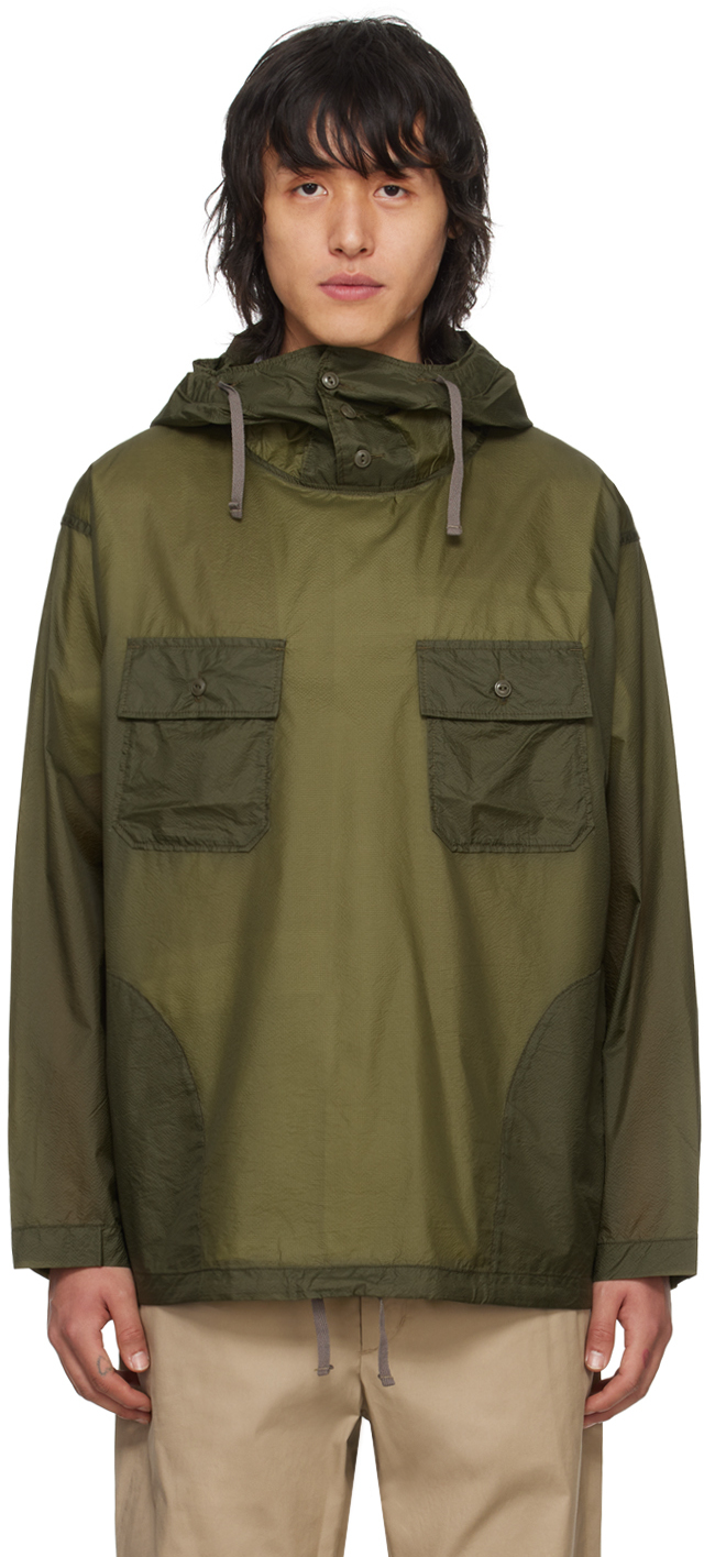Engineered Garments Khaki Cagoule Shirt In Kd001 D - Olive Nylo