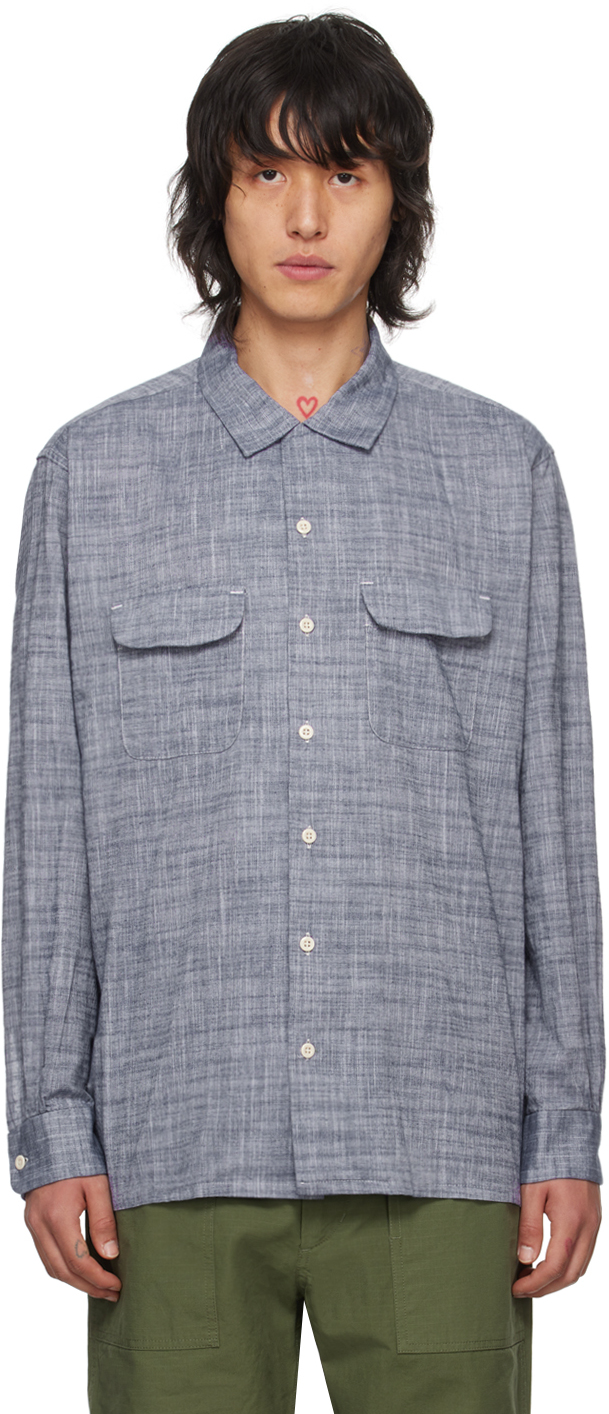 Engineered Garments Navy Classic Shirt In Sv073 C - Navy Cotto