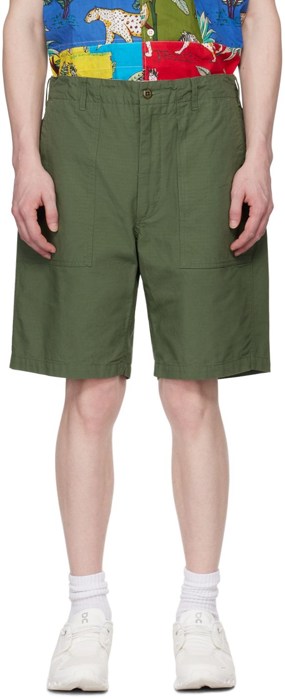 Shop Engineered Garments Khaki Fatigue Shorts In Ct010 C - Olive Cott