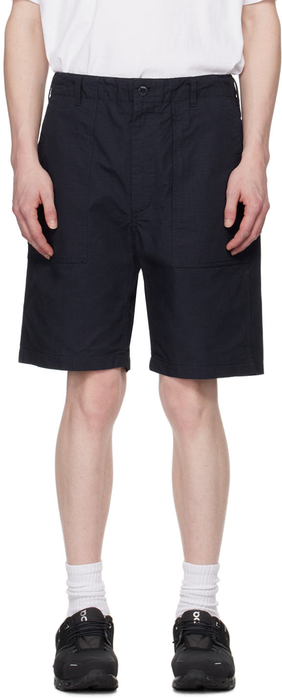 Engineered Garments Navy Fatigue Shorts In Ct114 A - Dk.navy Co