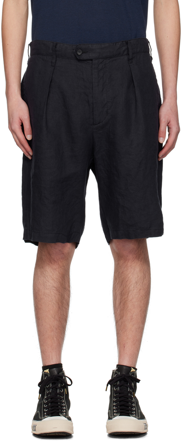 Engineered Garments Navy Sunset Shorts In Et027 Navy Linen Twi