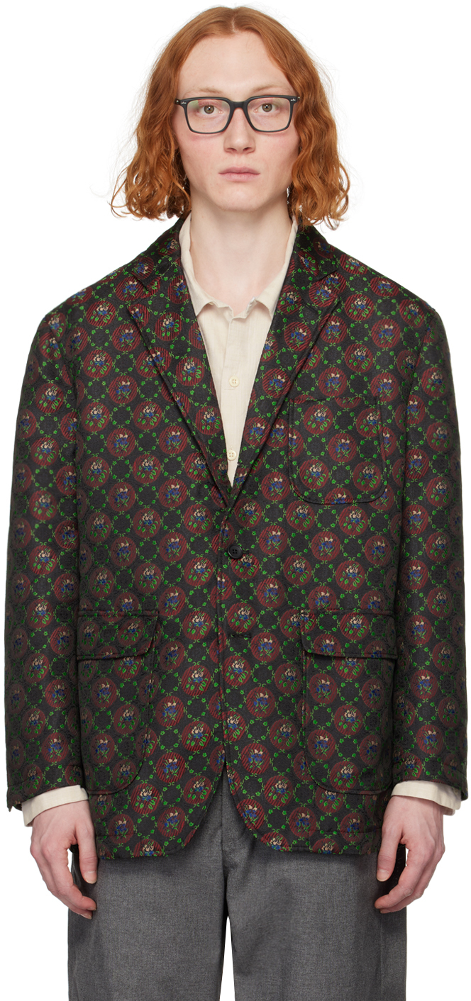 Engineered Garments Multicolor Floral Ivy Blazer In Kt042 Black Polyeste
