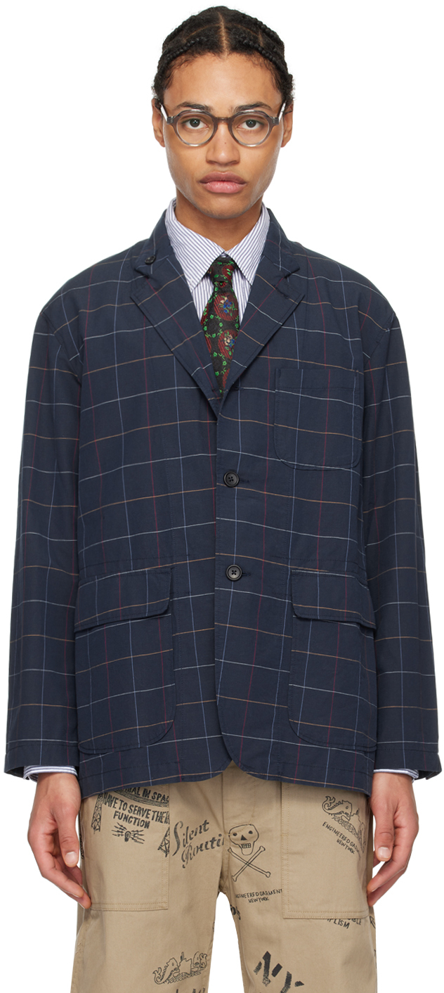 Navy check blazer hotsell