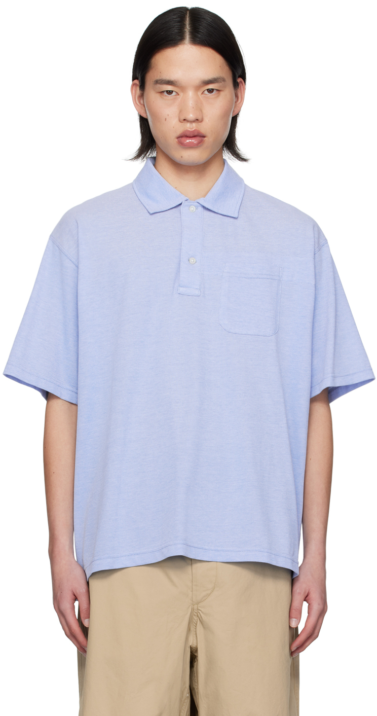 Shop Engineered Garments Blue Two-button Polo In Sd037 Lt.blue Cotton