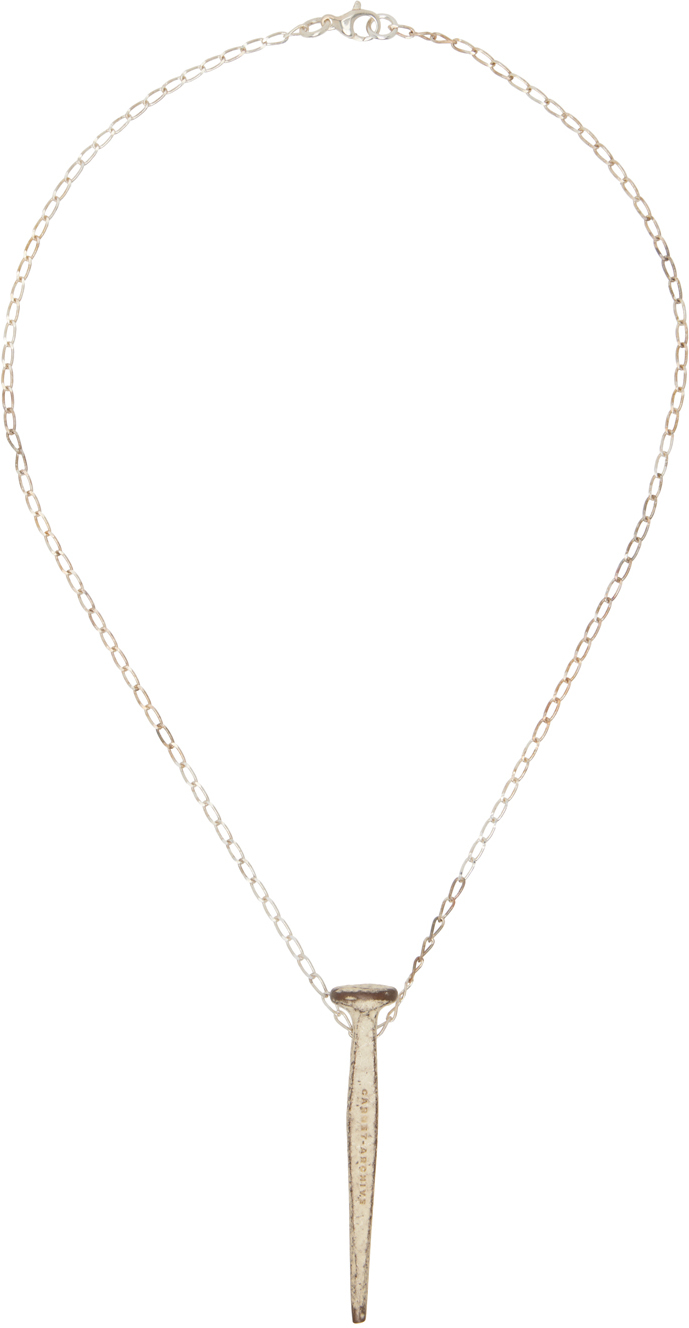 Shop Carnet-archive Silver Nail Necklace In Burnt Silver