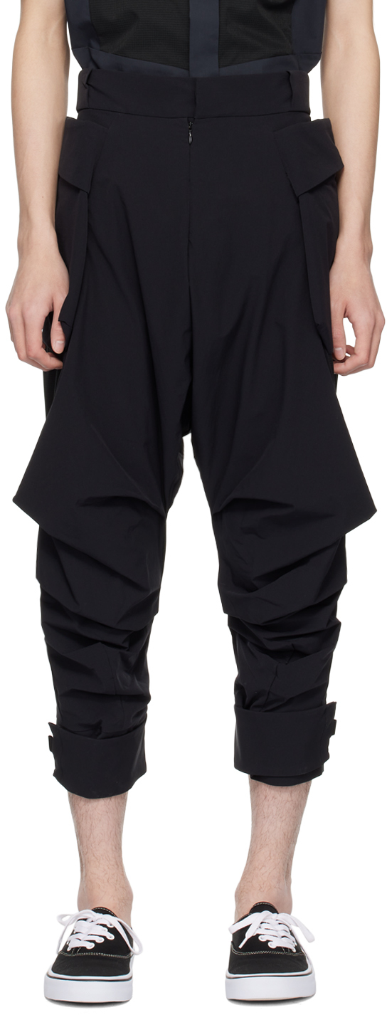 Shop Fumito Ganryu Black Paneled Trousers