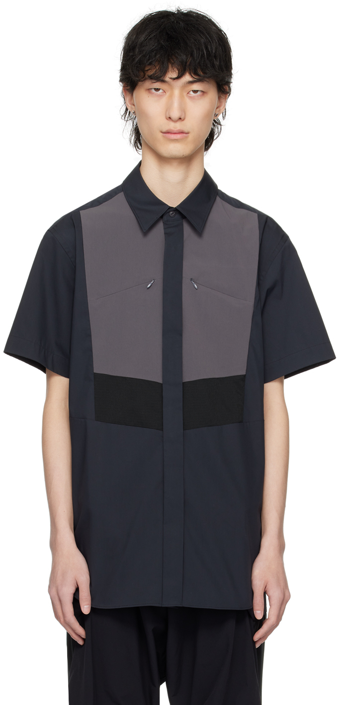 Shop Fumito Ganryu Gray Kinetic Bosom Shirt In Black X Charcoal Gra