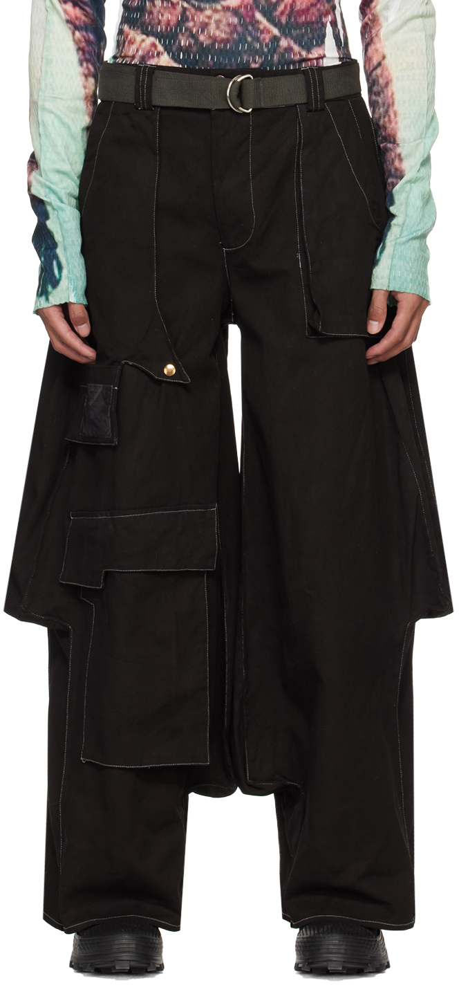 Yaku Ssense Exclusive Black 7-pocket Cargo Pants