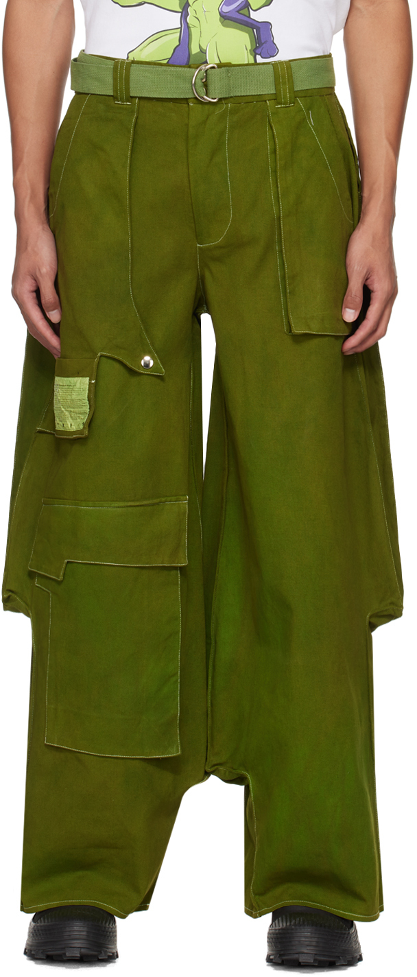 Yaku Green 7-pocket Cargo Trousers