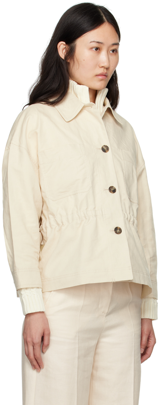 Weekend Max Mara Song Patch-pocket Cotton And Linen-blend Jacket In 2 Ivory