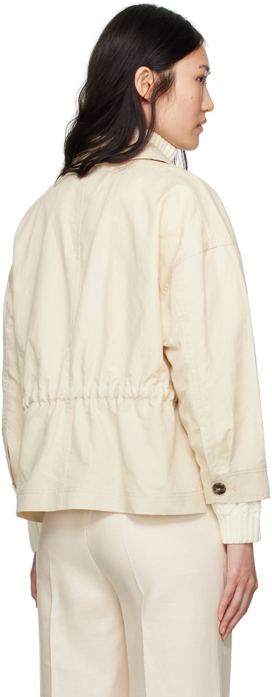 Weekend Max Mara Song Patch-pocket Cotton And Linen-blend Jacket In 2 Ivory