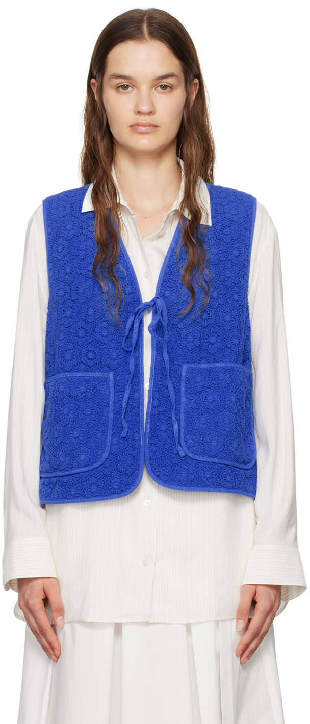 Shop Weekend Max Mara Blue Lory Vest In 6 Cornflower Blue