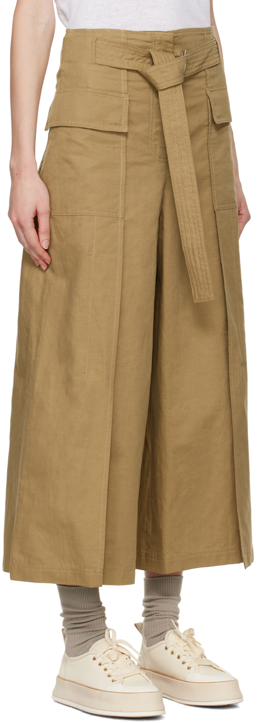 Weekend Max Mara Belted Wide Leg Pants In 3 Beige