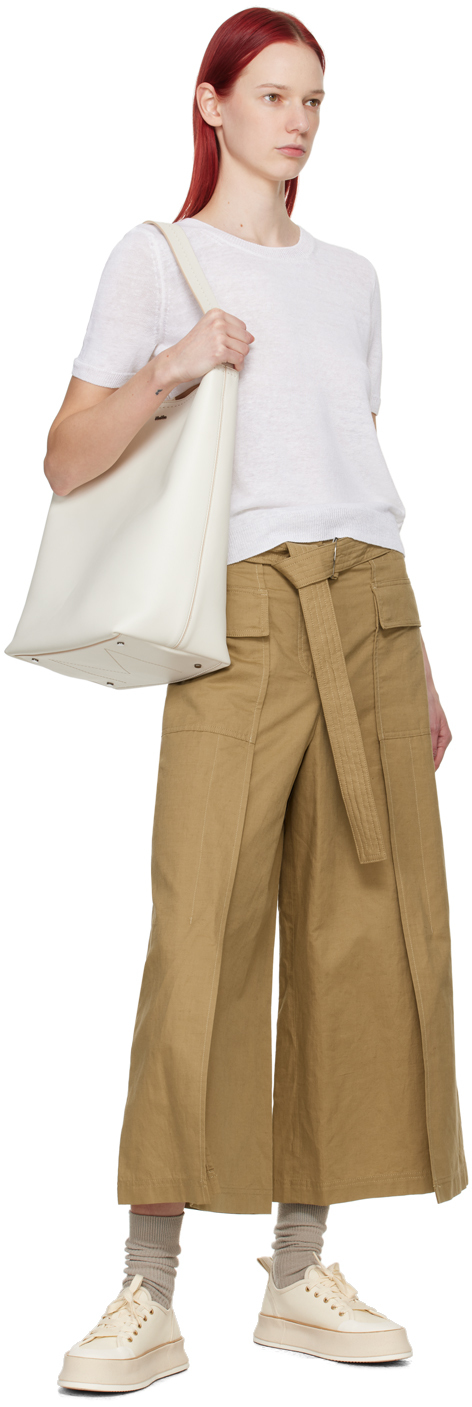 Weekend Max Mara Belted Wide Leg Pants In 3 Beige