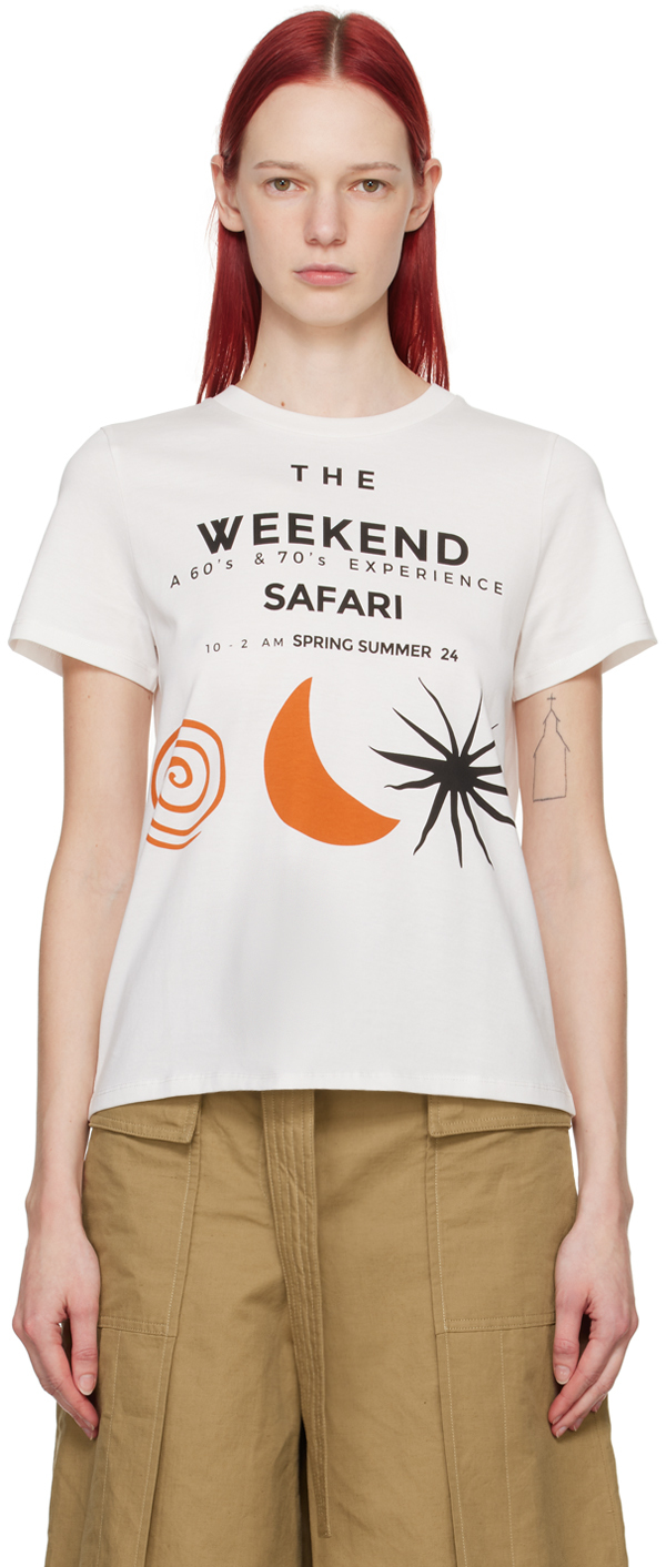 Shop Weekend Max Mara Off-white Yen T-shirt In 3 Ivory