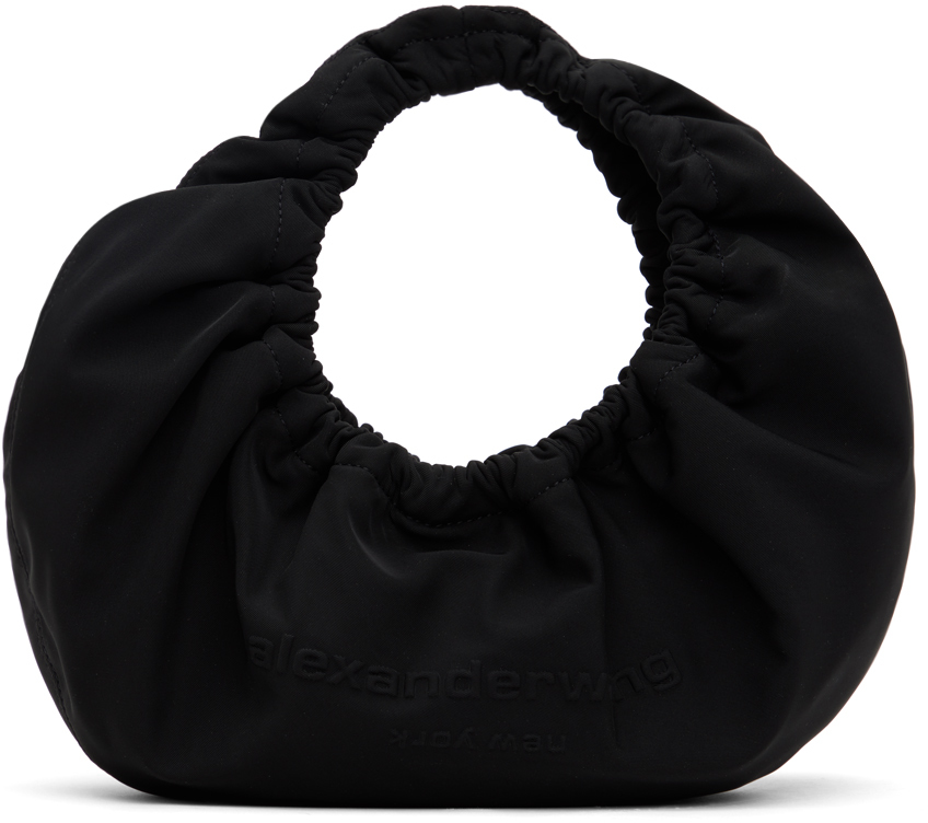 Black Crescent Small Top Handle Bag
