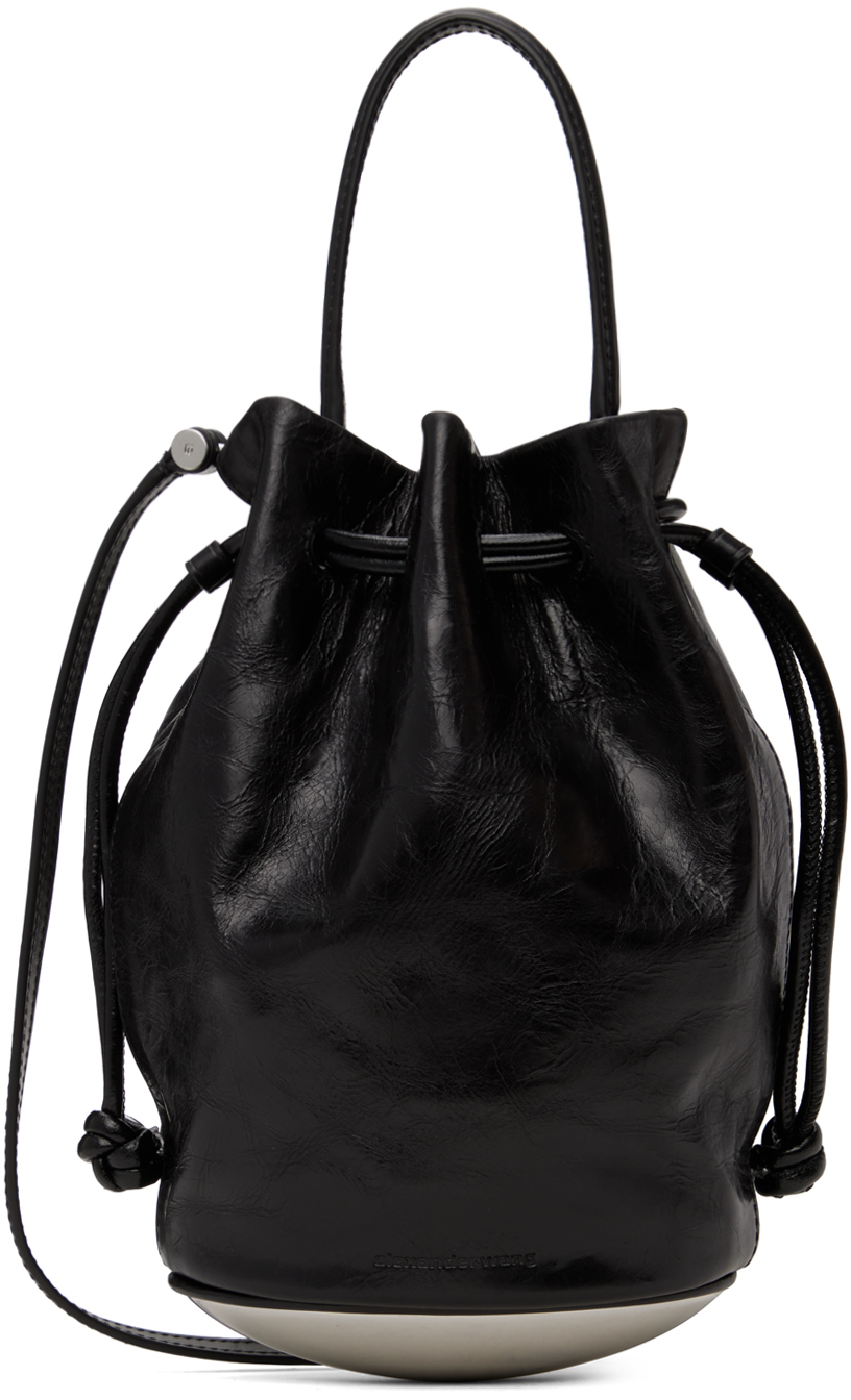 Alexander Wang Dome Mini Leather Bucket Bag In Black