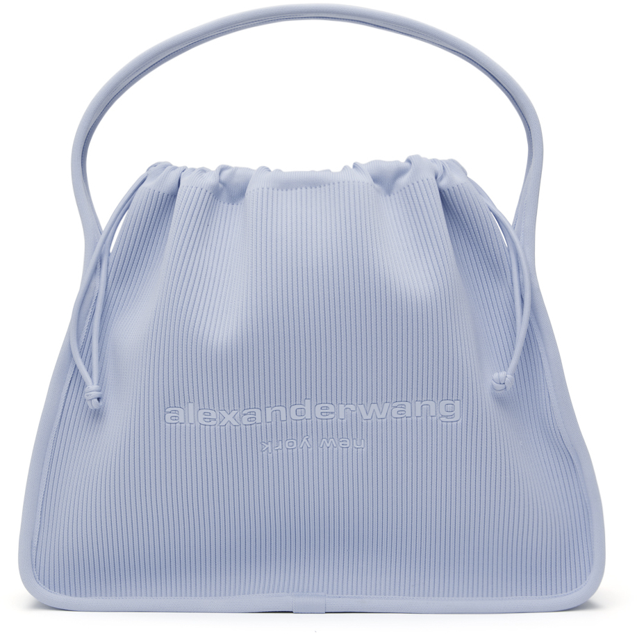 Alexander Wang: Blue Ryan Large Rib Knit Bag | SSENSE