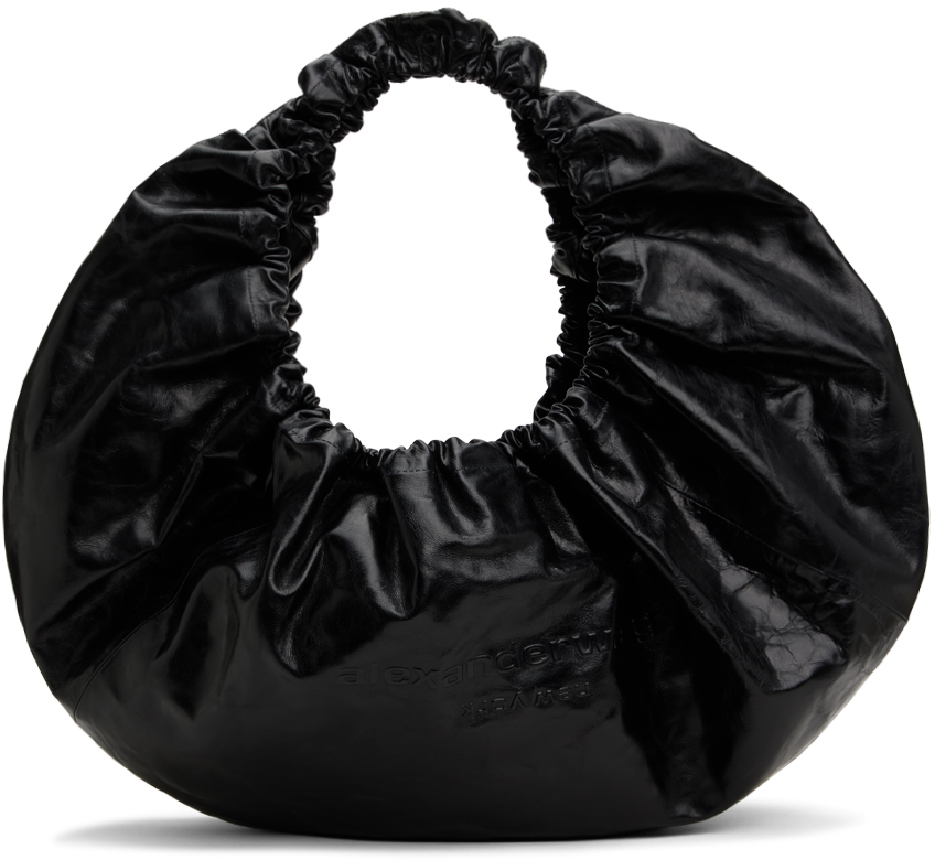 Black Crescent Large Crackle Bag
