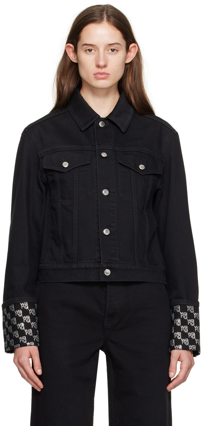 Black Crystal Cuff Denim Jacket
