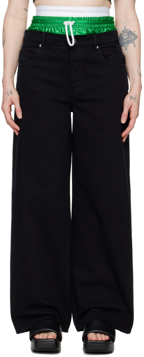 Shop Alexander Wang Black Pre-styled Jeans In 011 Washed Black