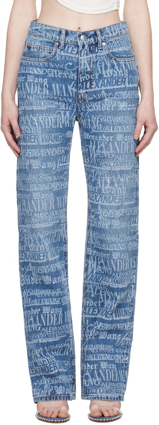 Alexander Wang Blue Newsprint Jeans In 473 Vintage Medium I