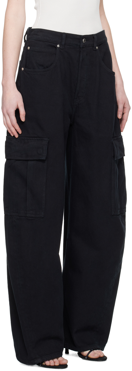 Alexander Wang Black Oversized Cargo Pants In 011 Washed Black