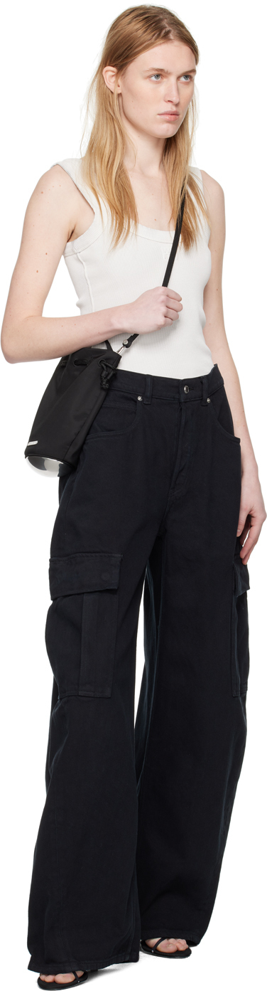 Alexander Wang Black Oversized Cargo Pants In 011 Washed Black
