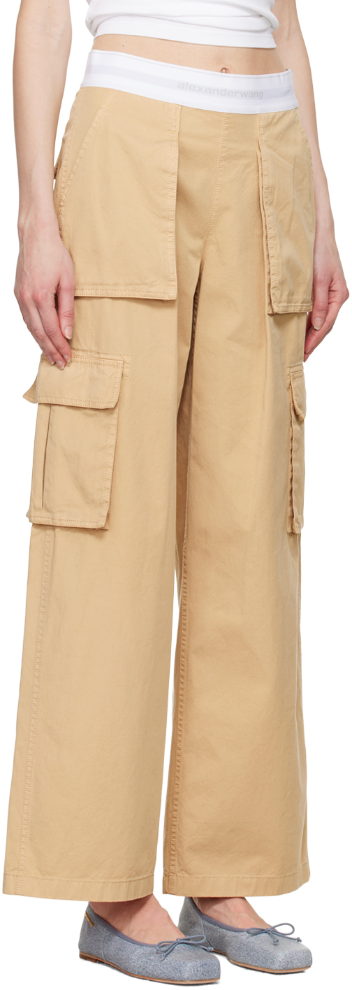 Alexander Wang Rave Logo Waist Cotton Cargo Pants In 279 Feather